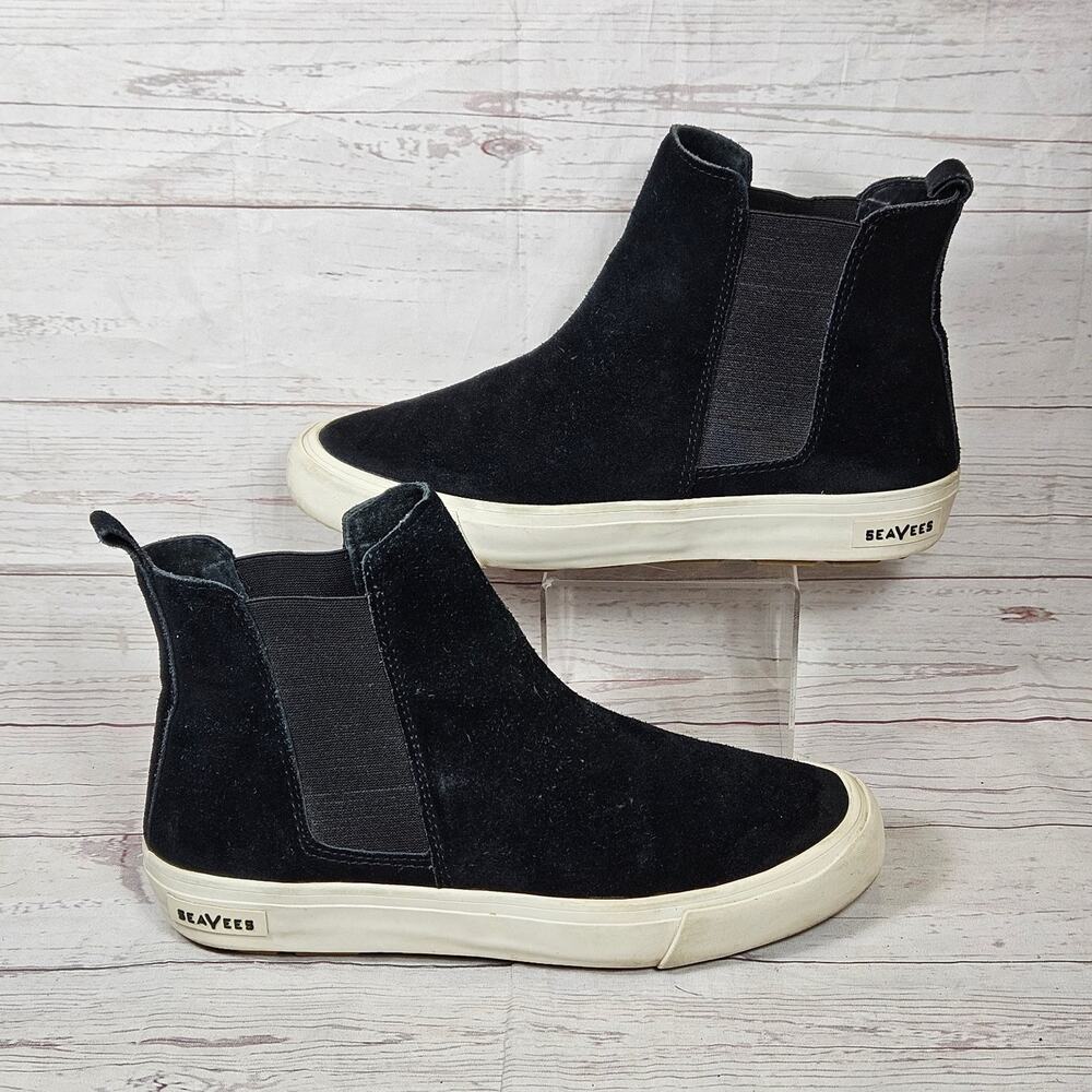 SEAVEES Women's Black Suede Chelsea Ankle Boots US 10 Slip-On Style